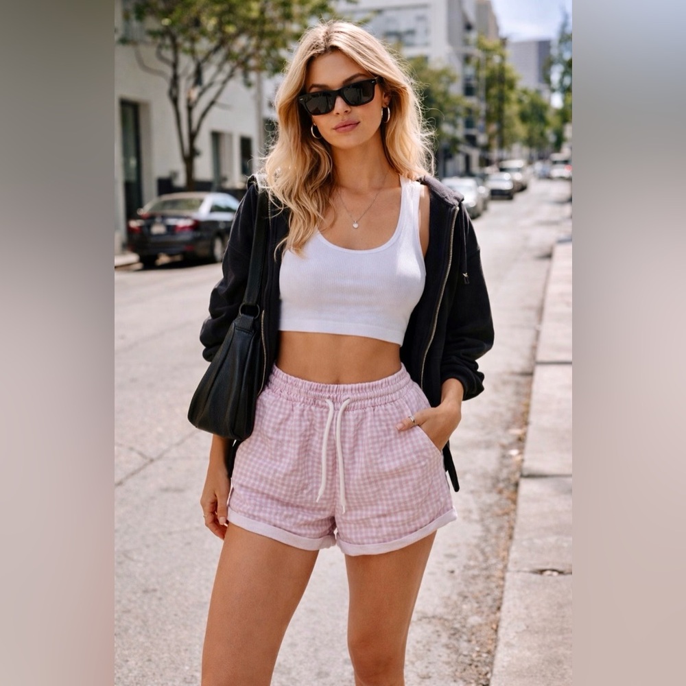 Pink Cottagecore Gingham Shorts